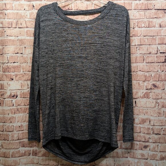 Draped Open Back Sweater BLACK/WHITE Heathered Size 2XL - Picture 1 of 10